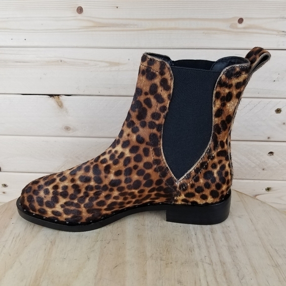 Rebecca Minkoff Sabeen Too 6 US Chelsea Booties Leopard Print Cow Fur Boots NEW - Picture 6 of 12